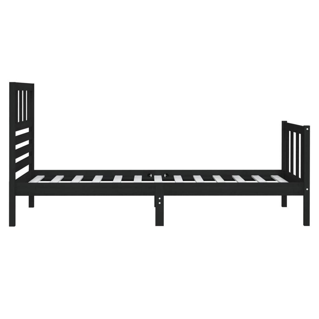 Bedframe massief hout zwart 75x190 cm 2FT6 small single 75 x 190 cm Zwart