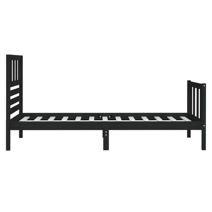 Bedframe massief hout zwart 75x190 cm 2FT6 small single 75 x 190 cm Zwart