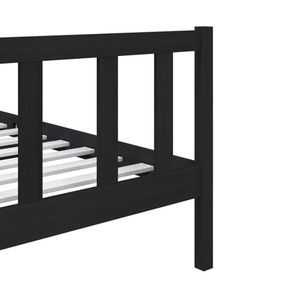 Bedframe massief hout zwart 75x190 cm 2FT6 small single 75 x 190 cm Zwart