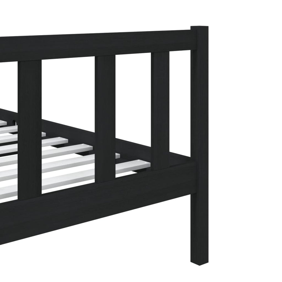 Bedframe massief hout zwart 75x190 cm 2FT6 small single 75 x 190 cm Zwart