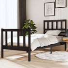 Bedframe massief grenenhout zwart 75x190 cm