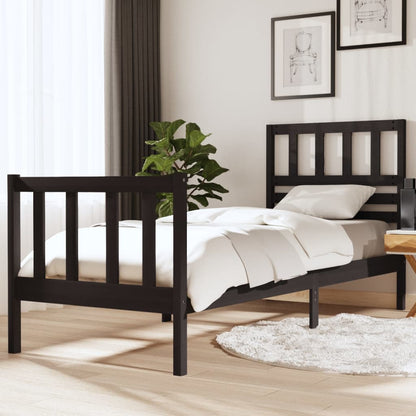 Bedframe massief hout zwart 75x190 cm 2FT6 small single 75 x 190 cm Zwart