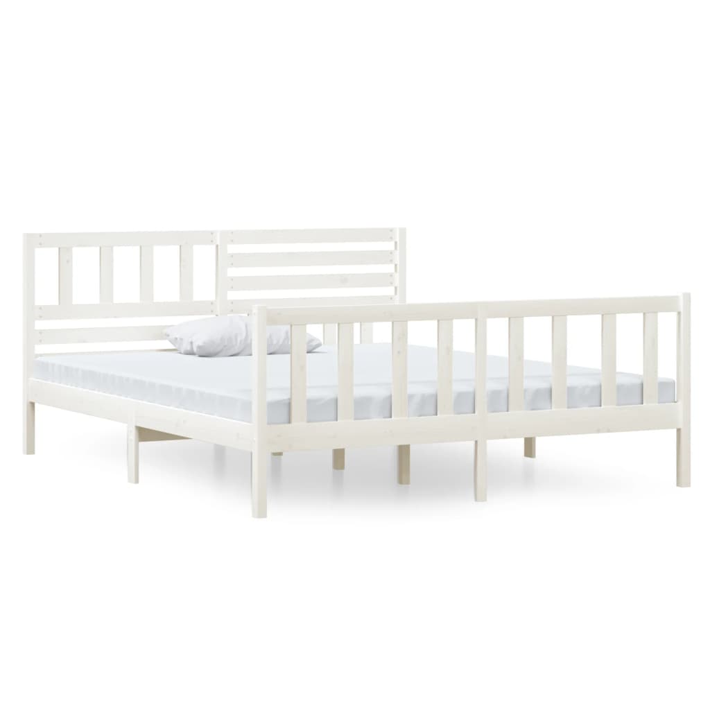Bedframe Massief Hout 140 x 190 cm Wit