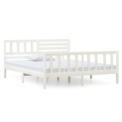 Bedframe Massief Hout 140 x 190 cm Wit