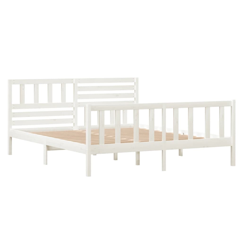Bedframe Massief Hout 140 x 190 cm Wit