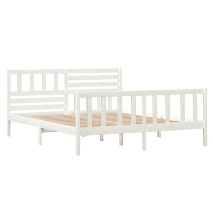 Bedframe Massief Hout 140 x 190 cm Wit
