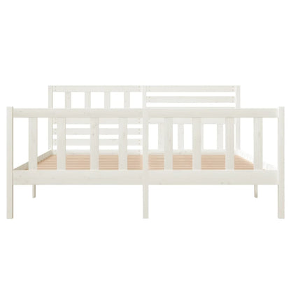Bedframe Massief Hout 140 x 190 cm Wit