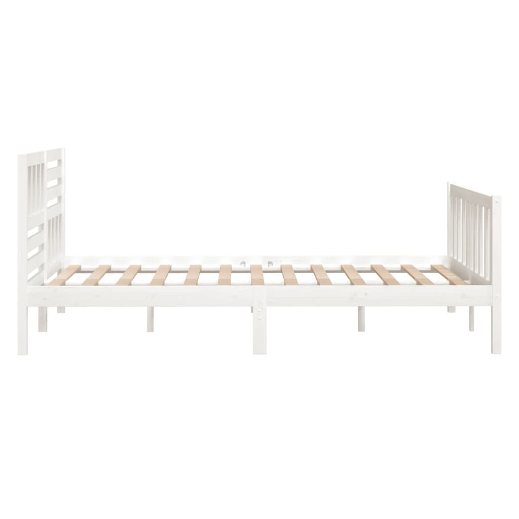 Bedframe Massief Hout 140 x 190 cm Wit