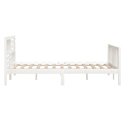 Bedframe Massief Hout 140 x 190 cm Wit