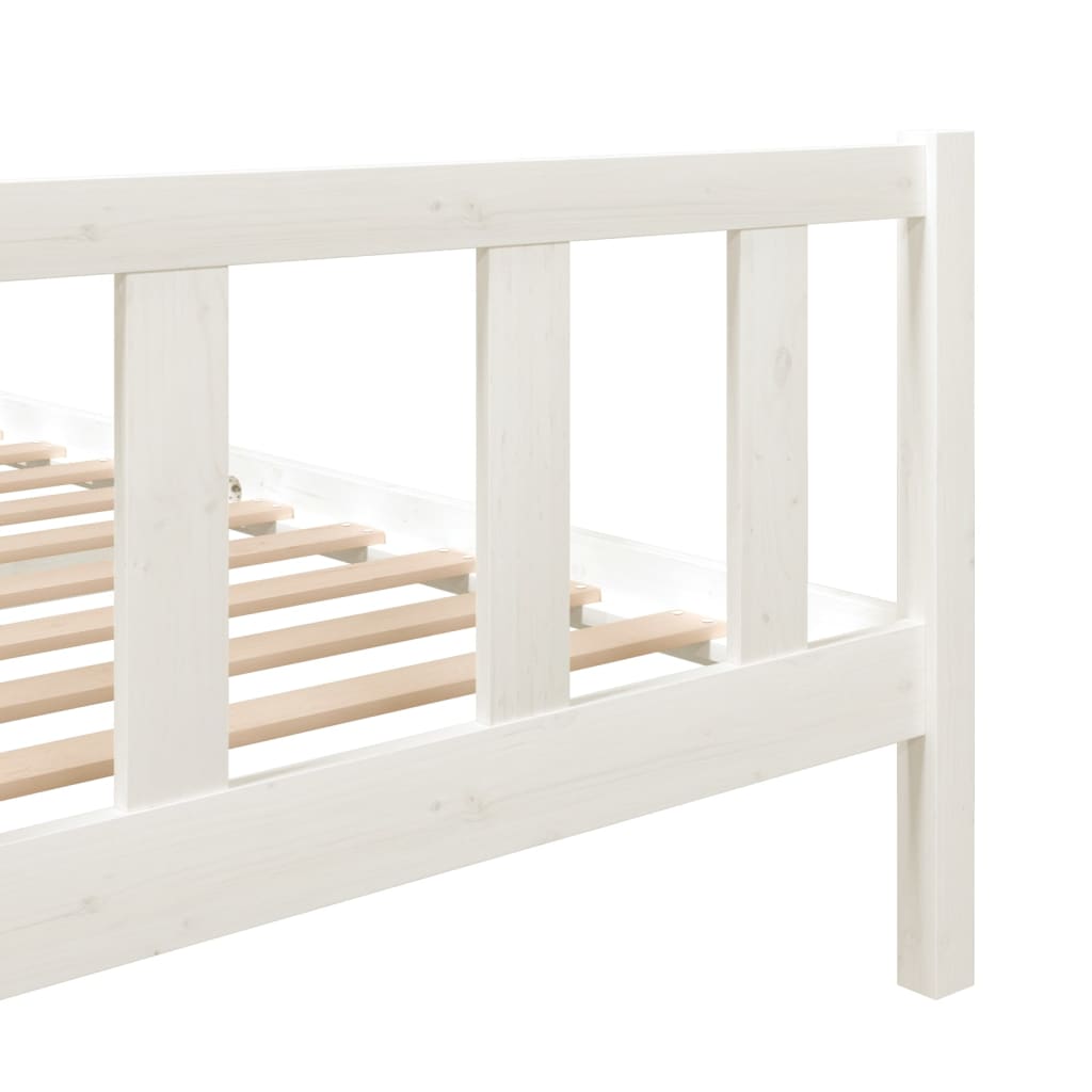 Bedframe Massief Hout 140 x 190 cm Wit
