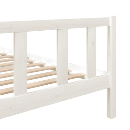 Bedframe Massief Hout 140 x 190 cm Wit