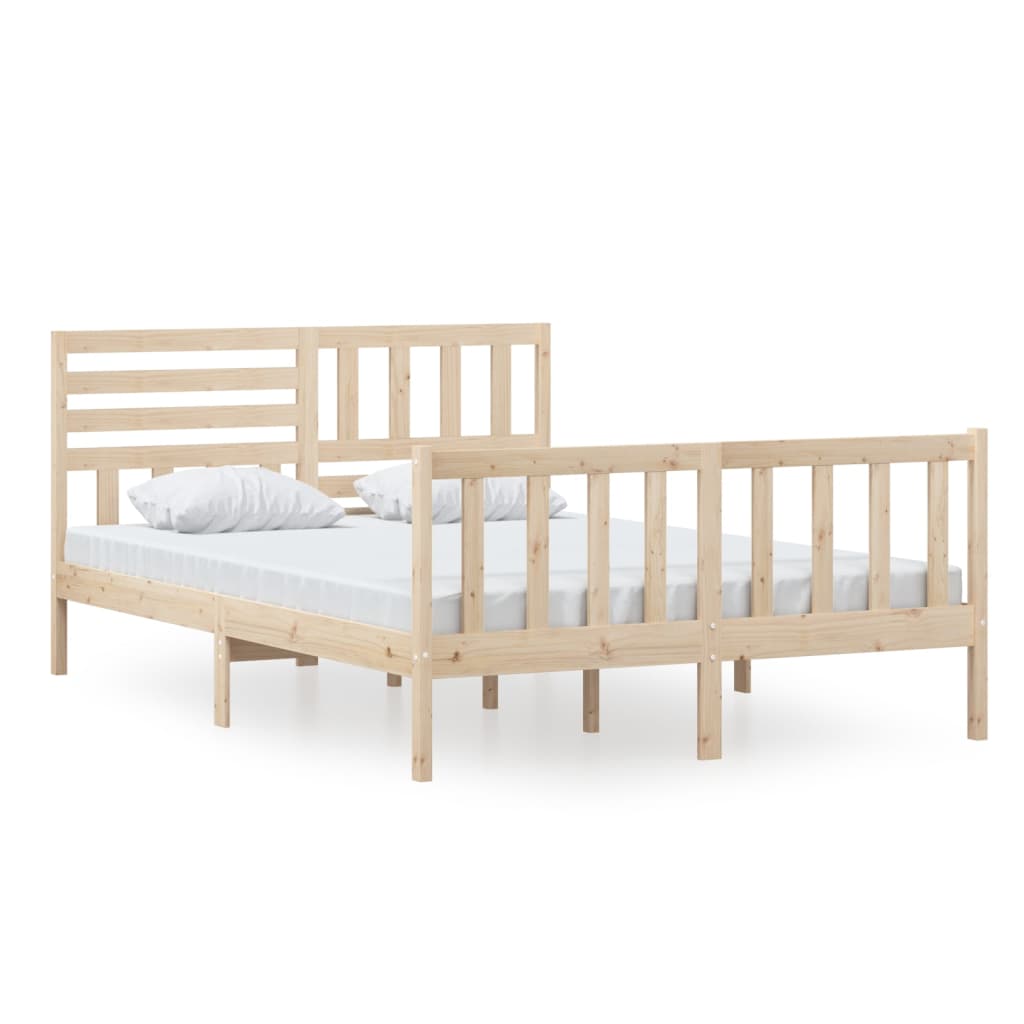 Bedframe Massief Hout 140 x 200 cm Naturel