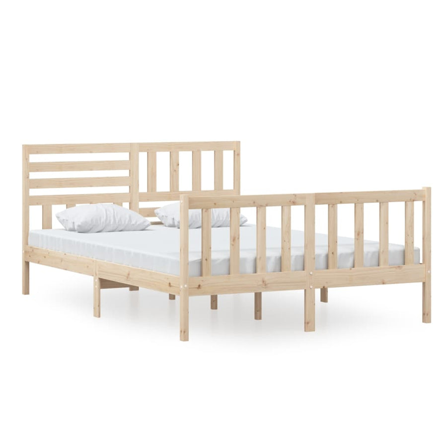 Bedframe Massief Hout 140 x 200 cm Naturel
