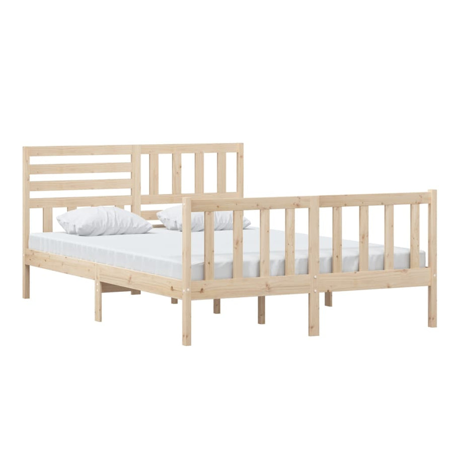 Bedframe Massief Hout 140 x 200 cm Naturel