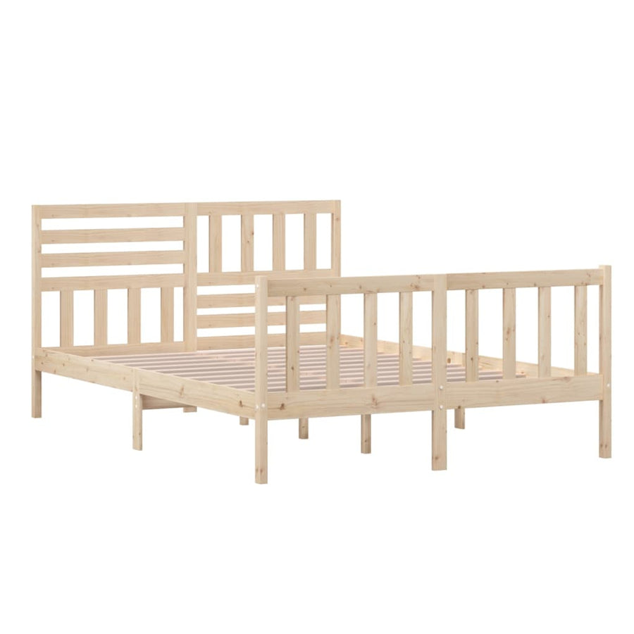 Bedframe Massief Hout 140 x 200 cm Naturel