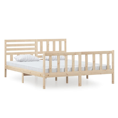 Bedframe Massief Hout 160 x 200 cm Naturel