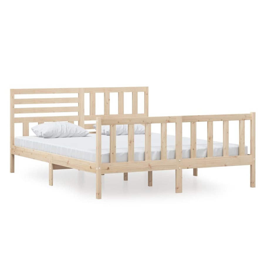 Bedframe Massief Hout 160 x 200 cm Naturel