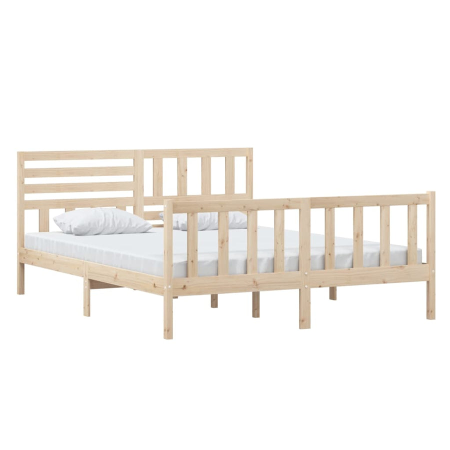 Bedframe Massief Hout 160 x 200 cm Naturel