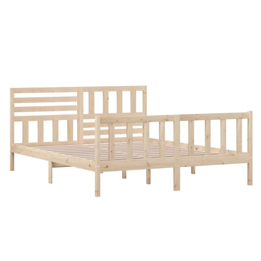 Bedframe Massief Hout 160 x 200 cm Naturel