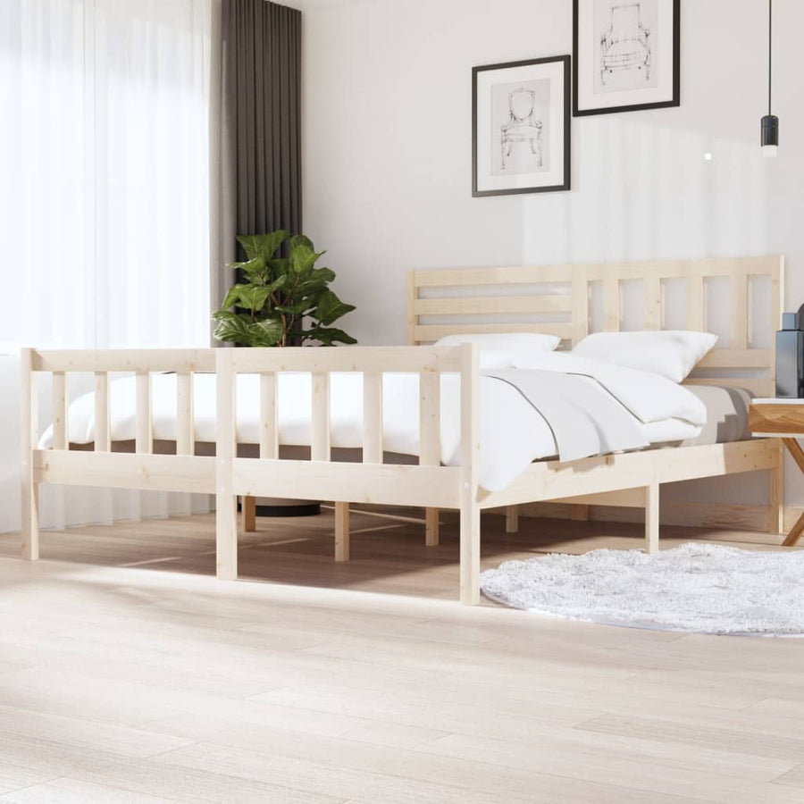Bedframe Massief Hout 6Ft Super King 180 x 200 cm Naturel