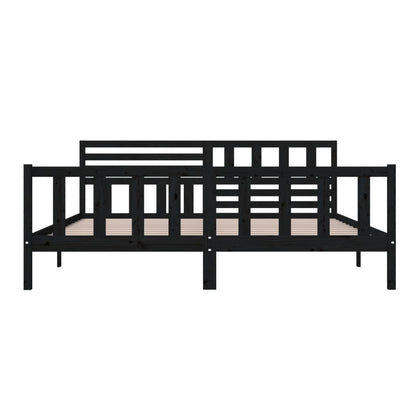 Bedframe massief hout zwart 200x200 cm 200 x 200 cm Zwart