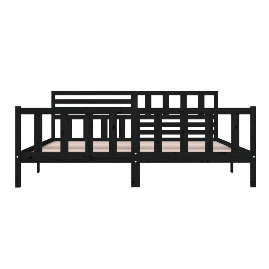 Bedframe massief hout zwart 200x200 cm 200 x 200 cm Zwart