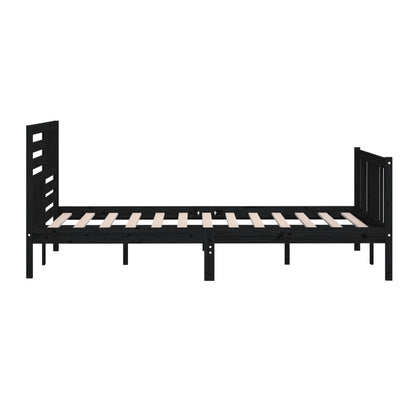 Bedframe massief hout zwart 200x200 cm 200 x 200 cm Zwart