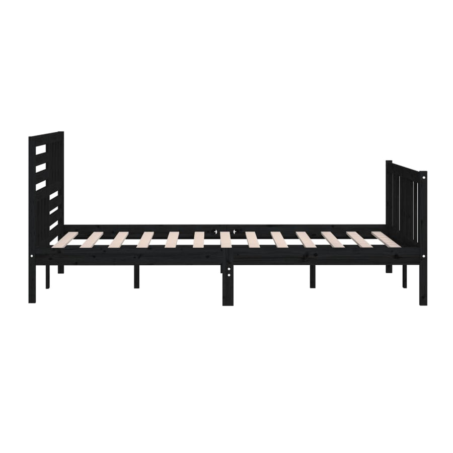 Bedframe massief hout zwart 200x200 cm 200 x 200 cm Zwart