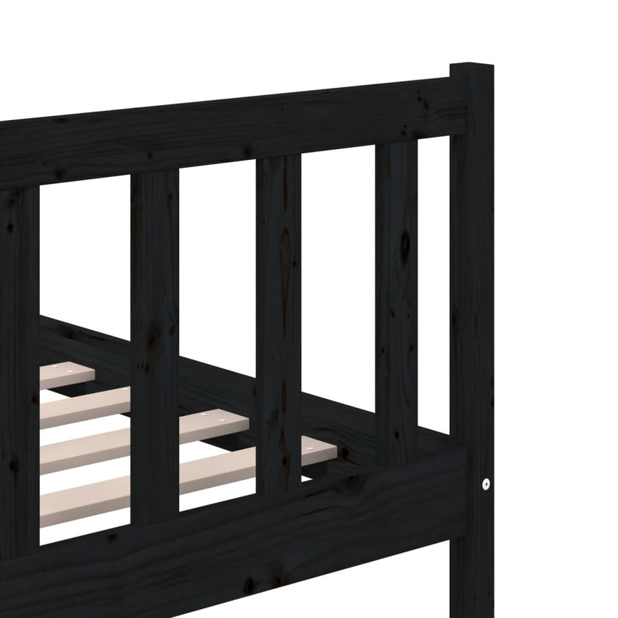 Bedframe massief hout zwart 200x200 cm 200 x 200 cm Zwart