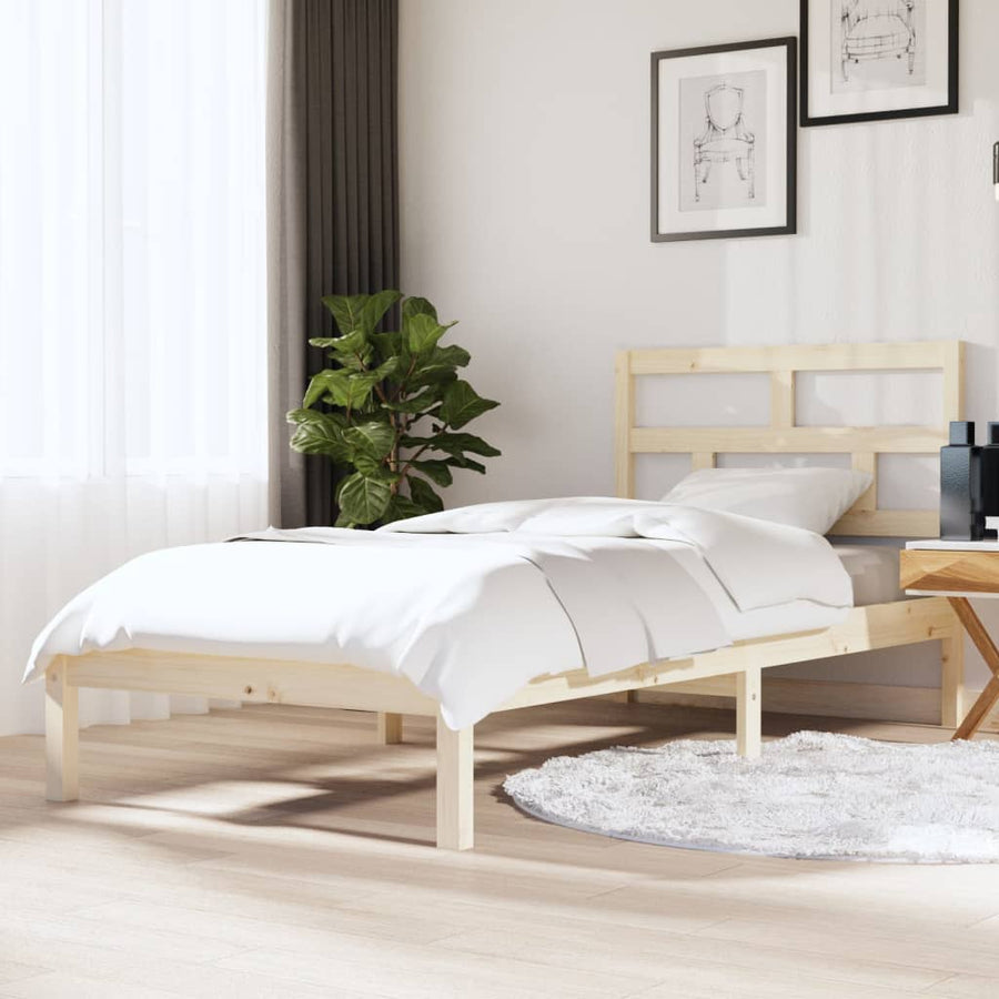 Bedframe Massief Hout 3Ft Single 90 x 190 cm Naturel