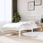 Solid white wooden bed frame 90x190 cm