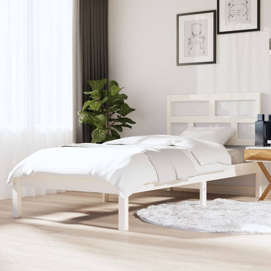 Bedframe Massief Hout 3Ft Single 90 x 190 cm Wit