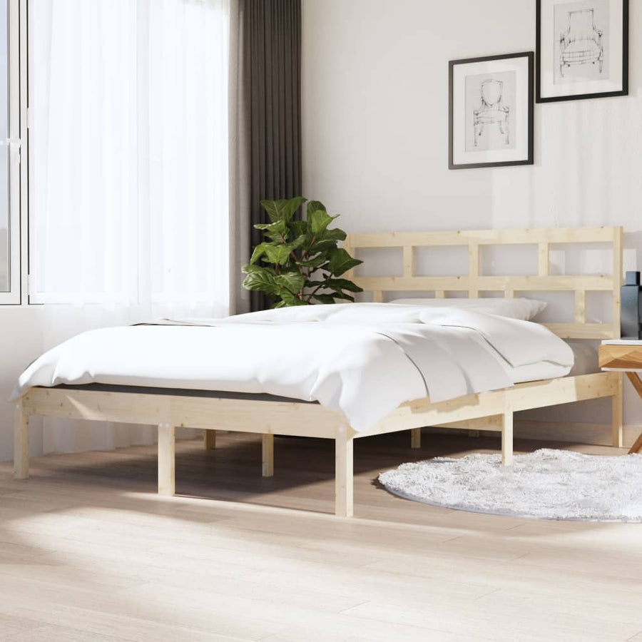 Bedframe Massief Hout 4Ft Small Double 120 x 190 cm Naturel