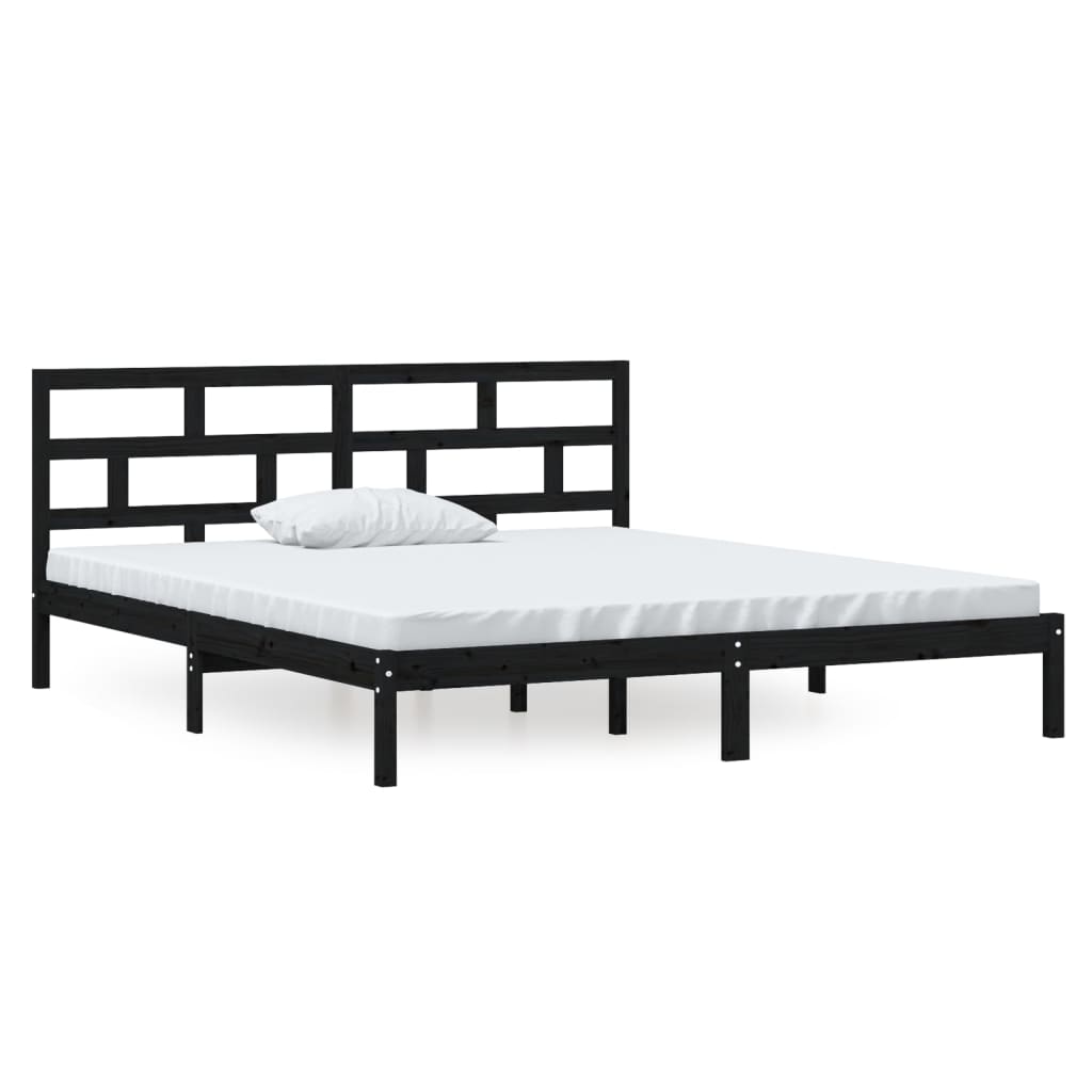 Bedframe Massief Hout 4Ft6 Double 135 x 190 cm Zwart