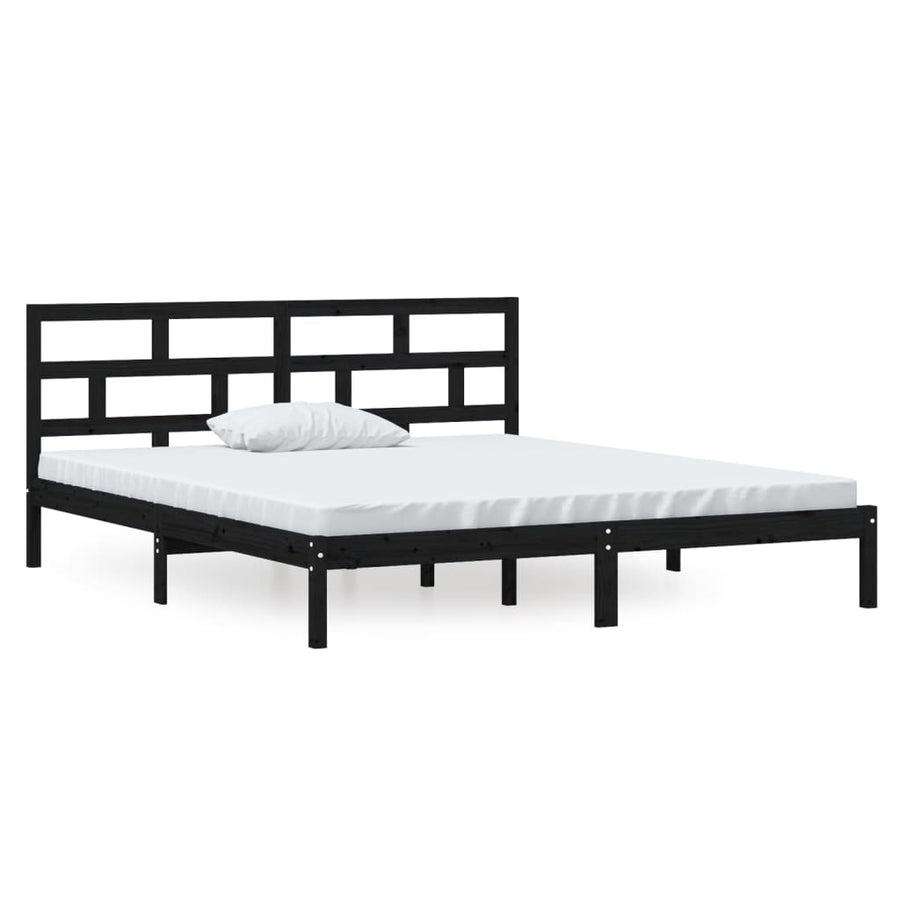 Bedframe Massief Hout 4Ft6 Double 135 x 190 cm Zwart