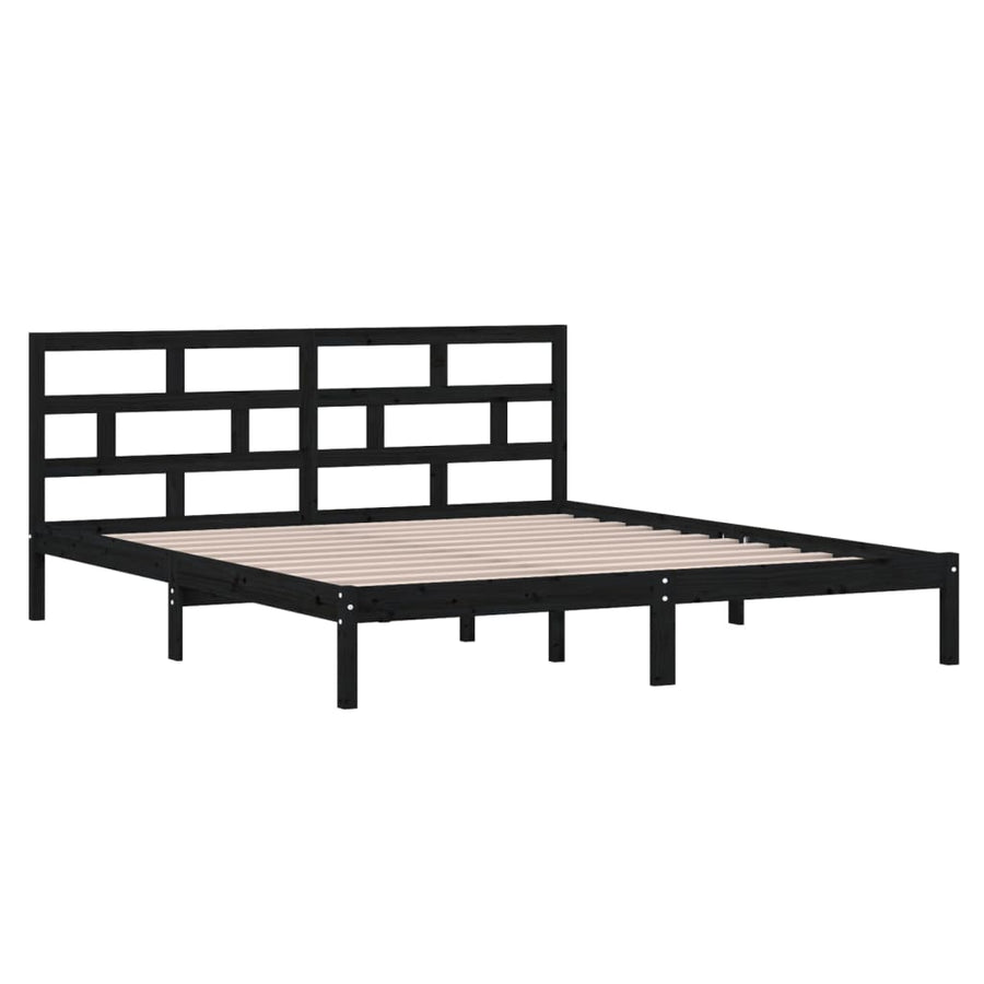 Bedframe Massief Hout 4Ft6 Double 135 x 190 cm Zwart