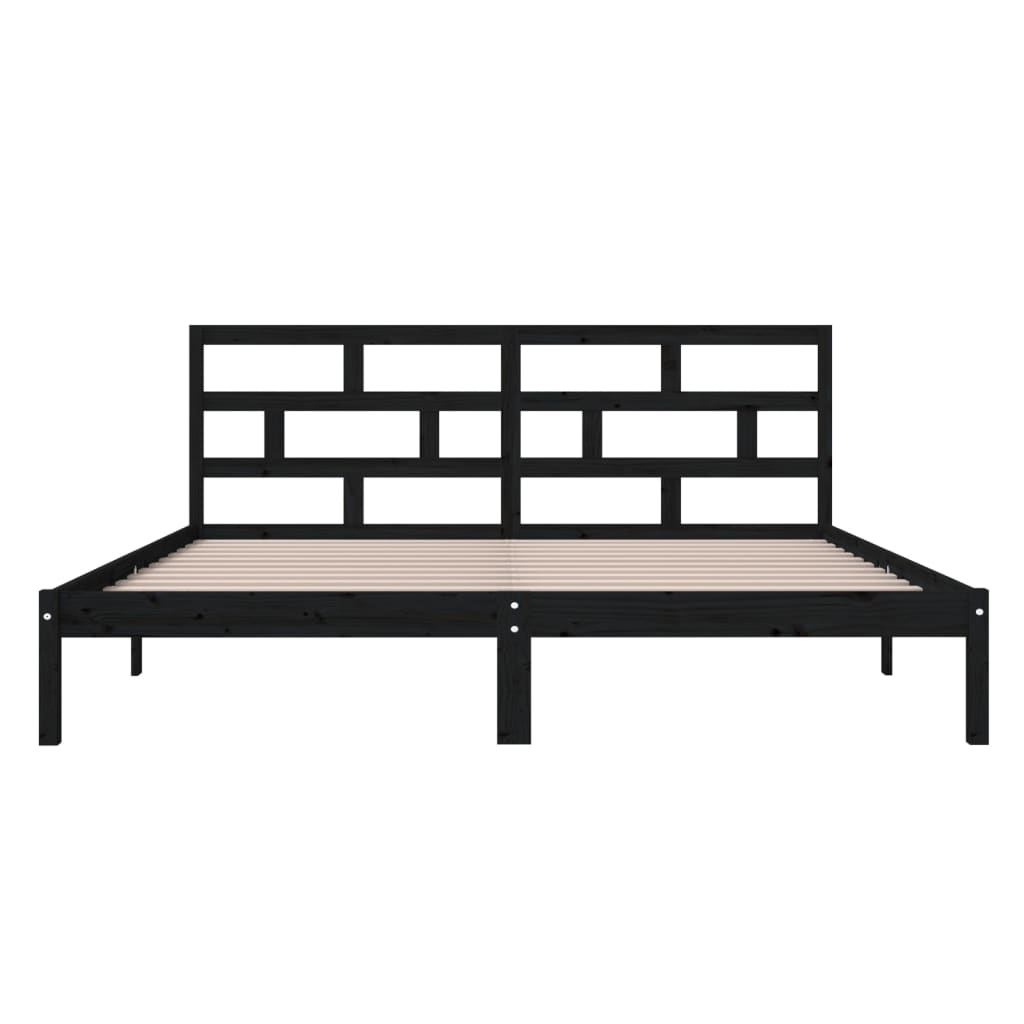 Bedframe Massief Hout 4Ft6 Double 135 x 190 cm Zwart
