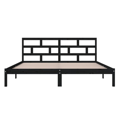 Bedframe Massief Hout 4Ft6 Double 135 x 190 cm Zwart