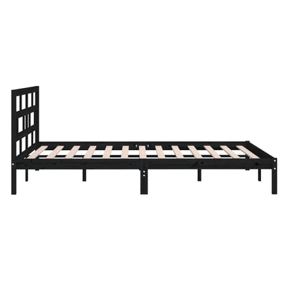 Bedframe Massief Hout 4Ft6 Double 135 x 190 cm Zwart