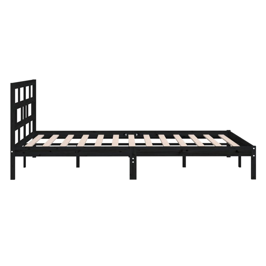 Bedframe Massief Hout 4Ft6 Double 135 x 190 cm Zwart