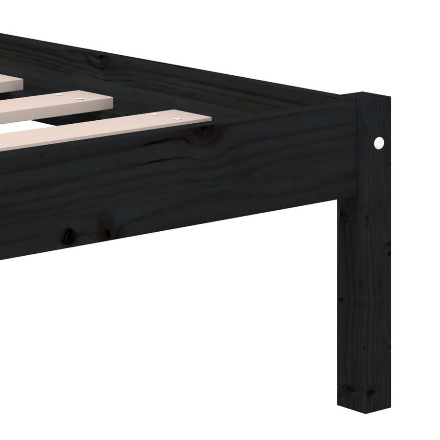 Bedframe Massief Hout 4Ft6 Double 135 x 190 cm Zwart