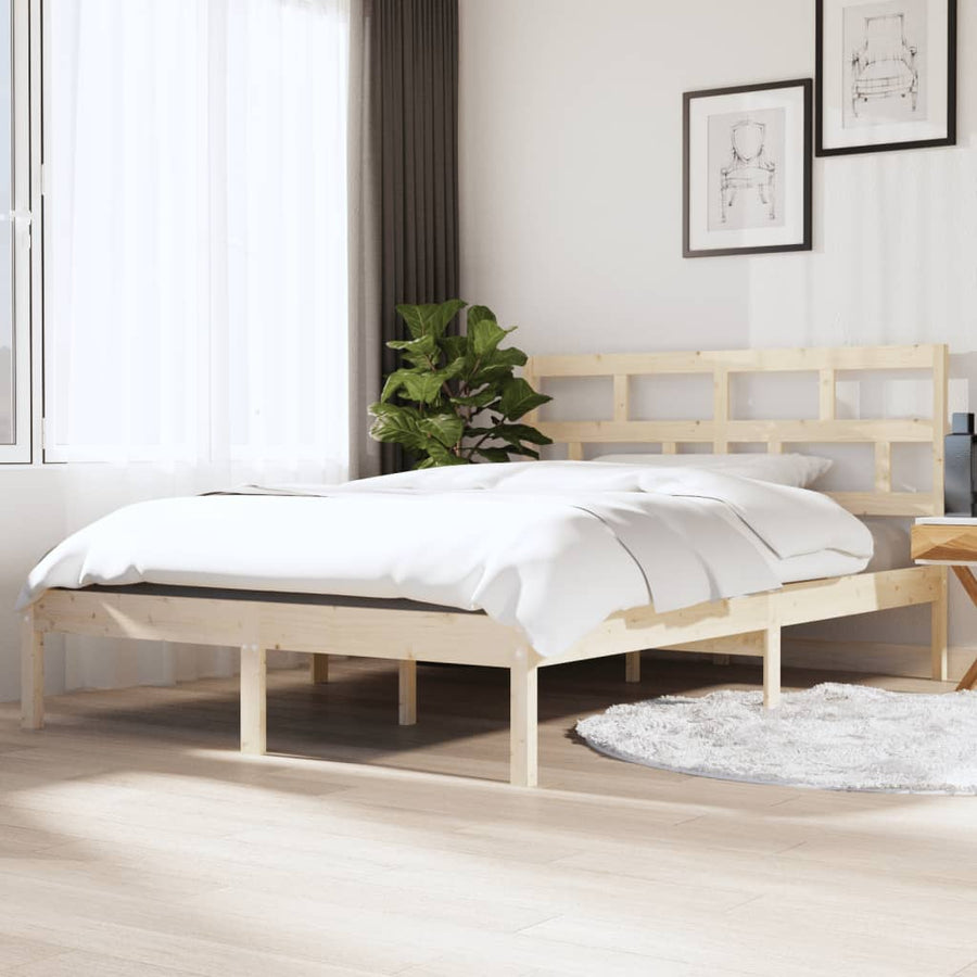 Bedframe Massief Grenenhout 140 x 190 cm Naturel