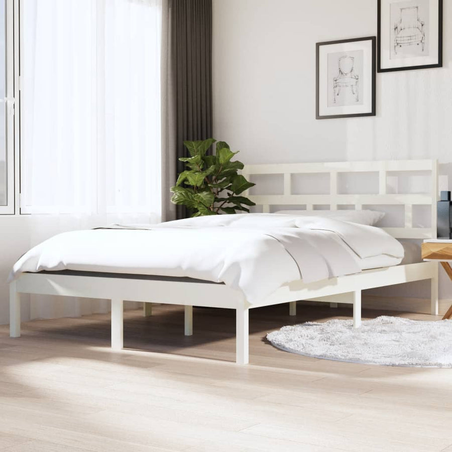 Bedframe Massief Grenenhout 140 x 190 cm Wit