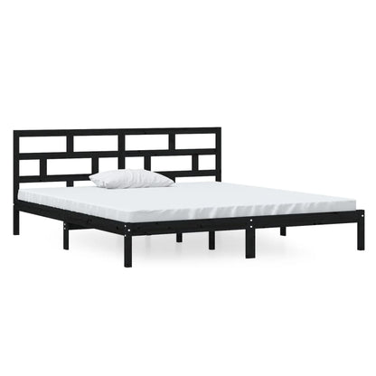 Bedframe Massief Grenenhout 140 x 190 cm Zwart