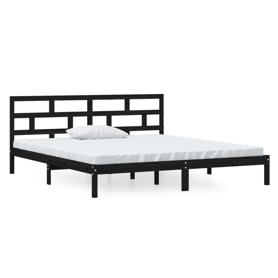 Bedframe Massief Grenenhout 140 x 190 cm Zwart