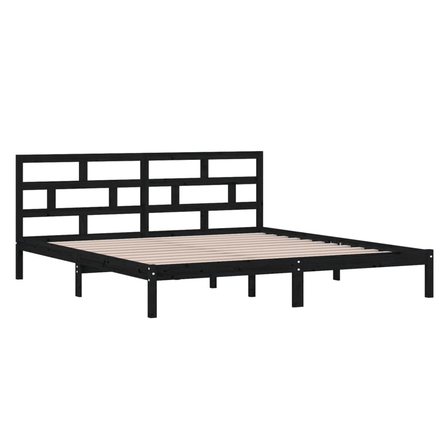 Bedframe Massief Grenenhout 140 x 190 cm Zwart