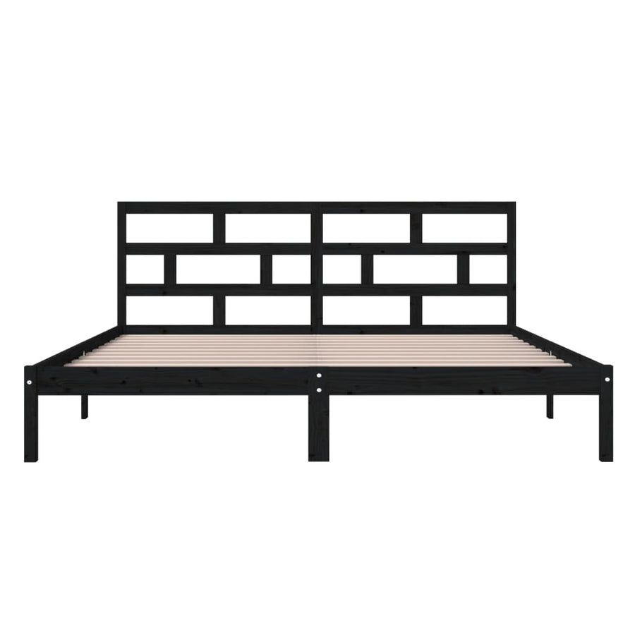 Bedframe Massief Grenenhout 140 x 190 cm Zwart