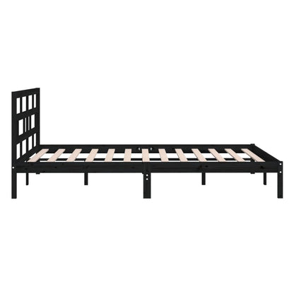 Bedframe Massief Grenenhout 140 x 190 cm Zwart