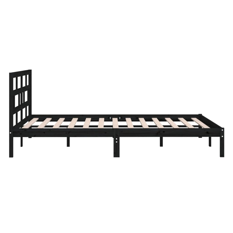 Bedframe Massief Grenenhout 140 x 190 cm Zwart