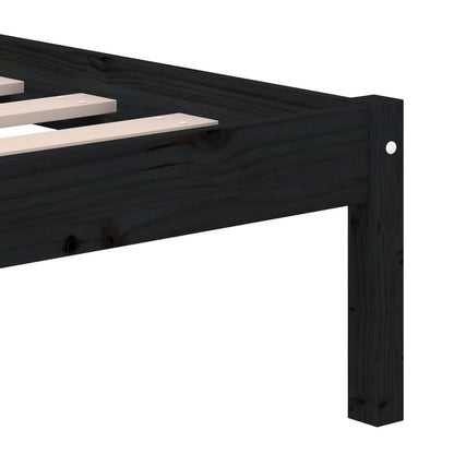 Bedframe Massief Grenenhout 140 x 190 cm Zwart